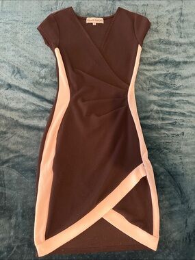 Classy Black and White Contrast Wrap Dress
